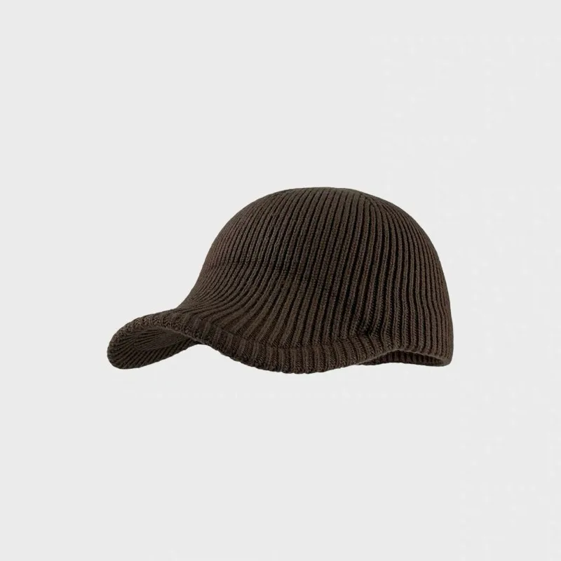 Old Money Style Small Group Autumn and Winter Knitted Flat Baseball Cap Solid Color High-end Warming Woolen Equestrian Hat