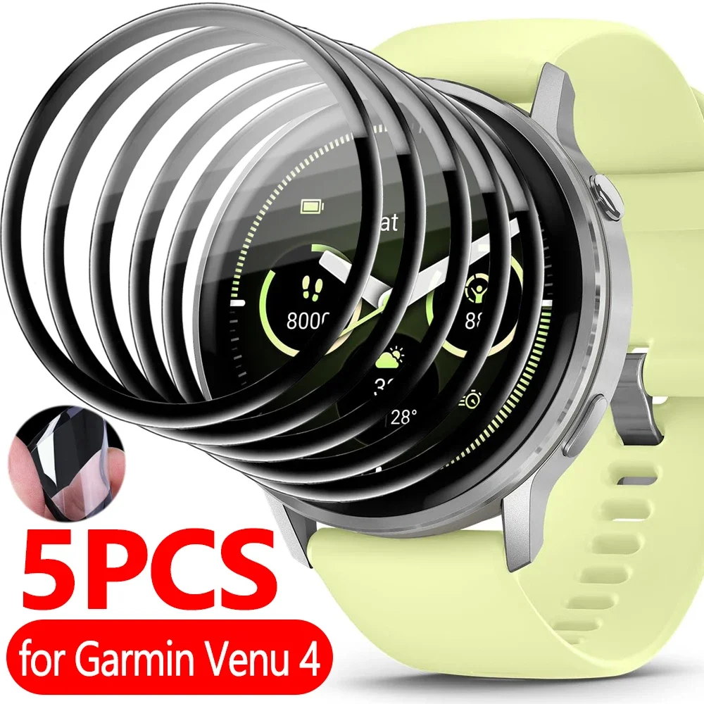 5Pcs 3D Screen Protector For Garmin Venu 4 Flexible Anti-scratch HD Case Friendly Protective Film for Garmin Venu 4 41/45mm
