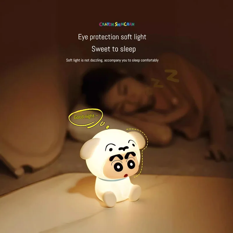 Authentic Anime Crayon Shin chan USB Charging Patting Light Desktop Accessories Cartoon Cute Bedroom Bedhead Night Light Gift