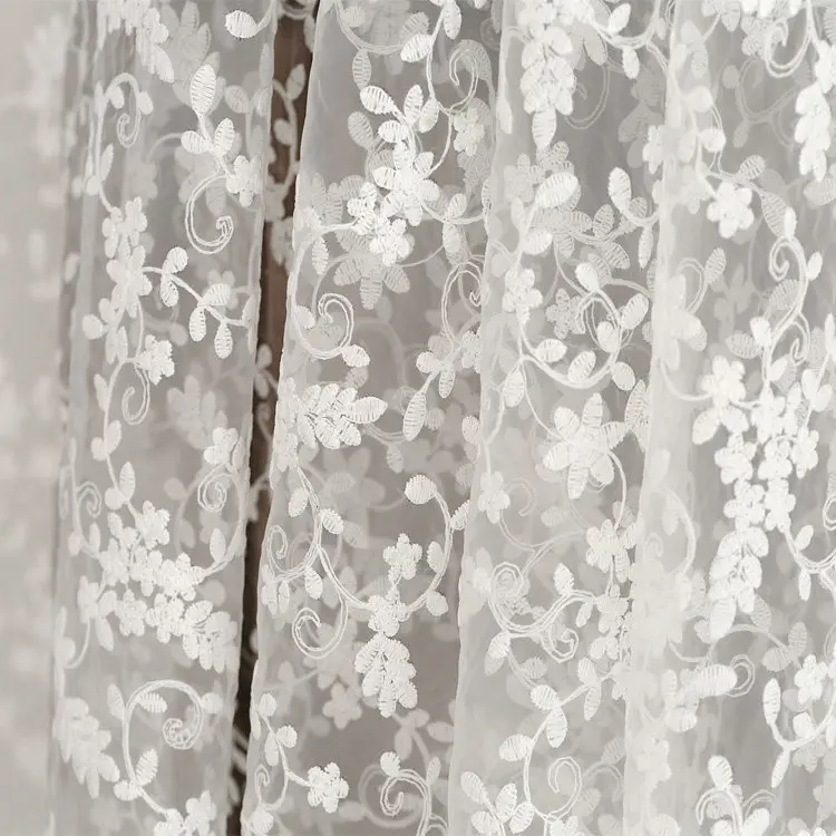 

Embroidery Lace Soft White Mesh Fabric for Wedding Dress Baby Clothes DIY Sewing Designer Fabric