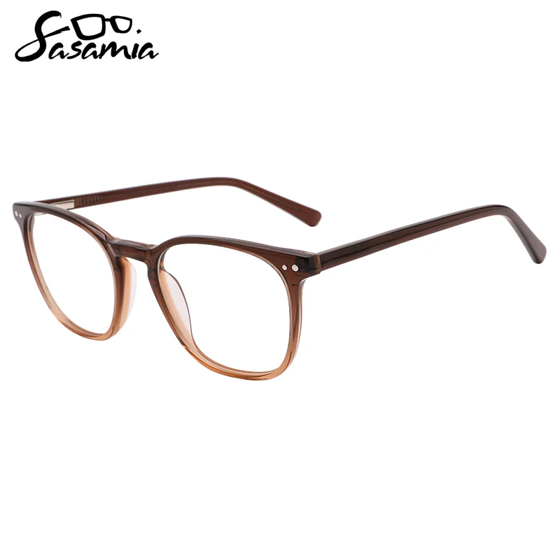 SASAMIA-Gradiente Quadrado e Quadros Transparentes, Óculos Unisex, Quadros De Acetato, Miopia, Hipermeopia, Óculos De Leitura, WD1423