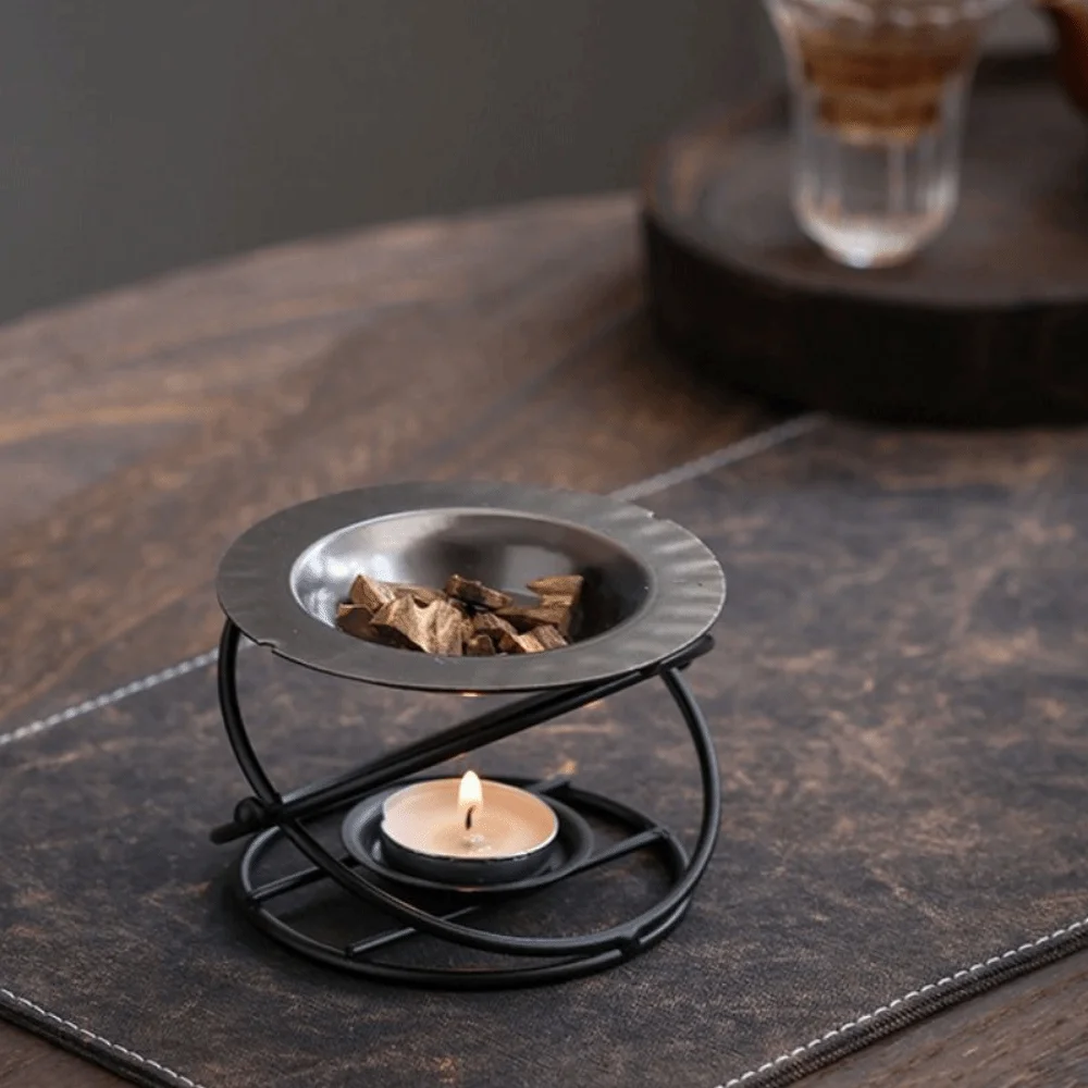 Creative Essential Oil Warmer Portable Polygon Metal Incense Burner Decorative Candle Holder Candle Heating Holder Yoga Practice