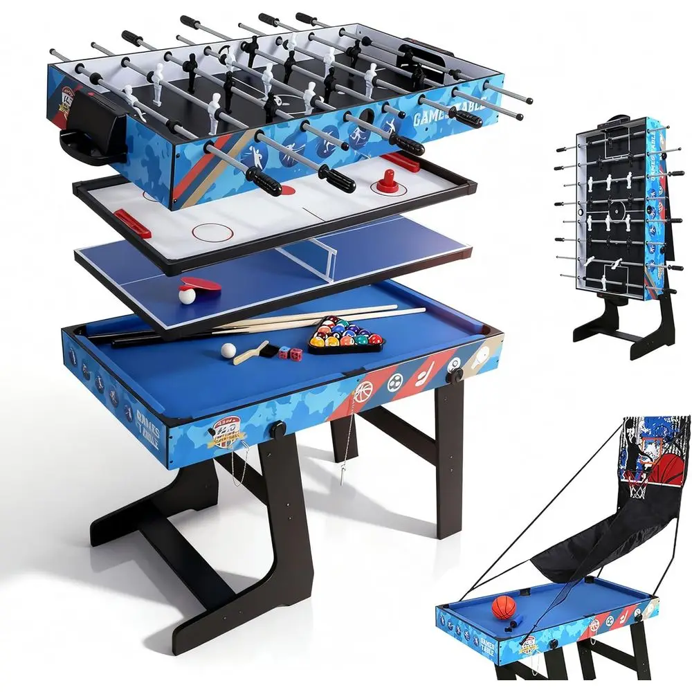 

5 in 1 Multi Combo Game Table,olding Multi Game Combination Table Set with Soccer oosball Table,Pool Table,Hockey Table,Table Te