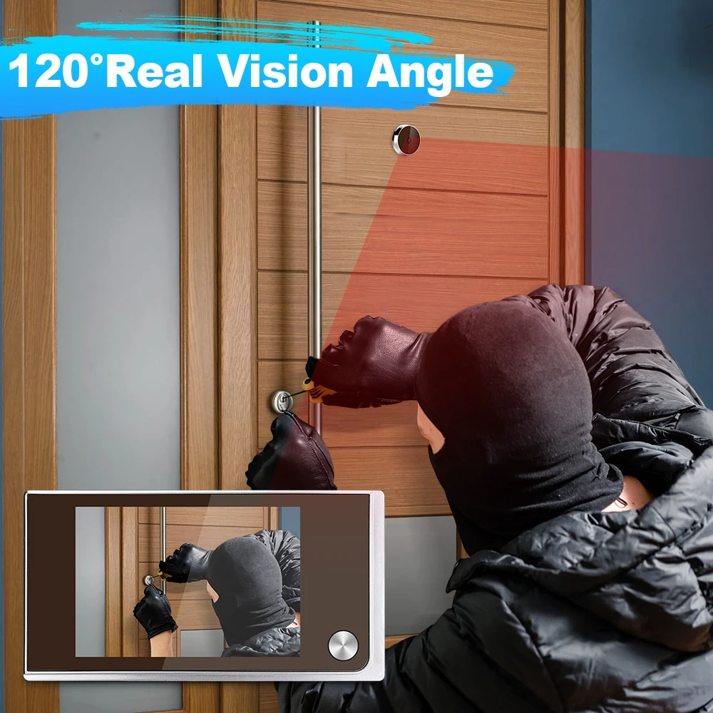 3.5 inch Peephole Digital Doorbell Camera 120 Degree Angle Peephole Viewer Smart Home Outdoor Cat Eye Visual Doorbell