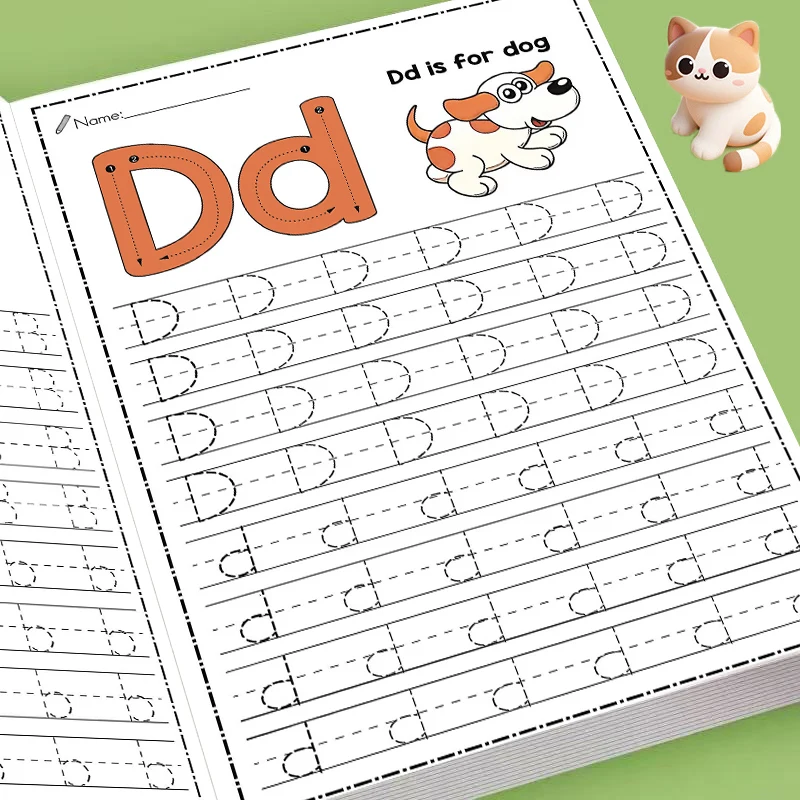 Kids A-Z Alphabet Tracing Practice Workbook, Fun Animal Word Matching Letter Writing, Early Childhood English Training Book
