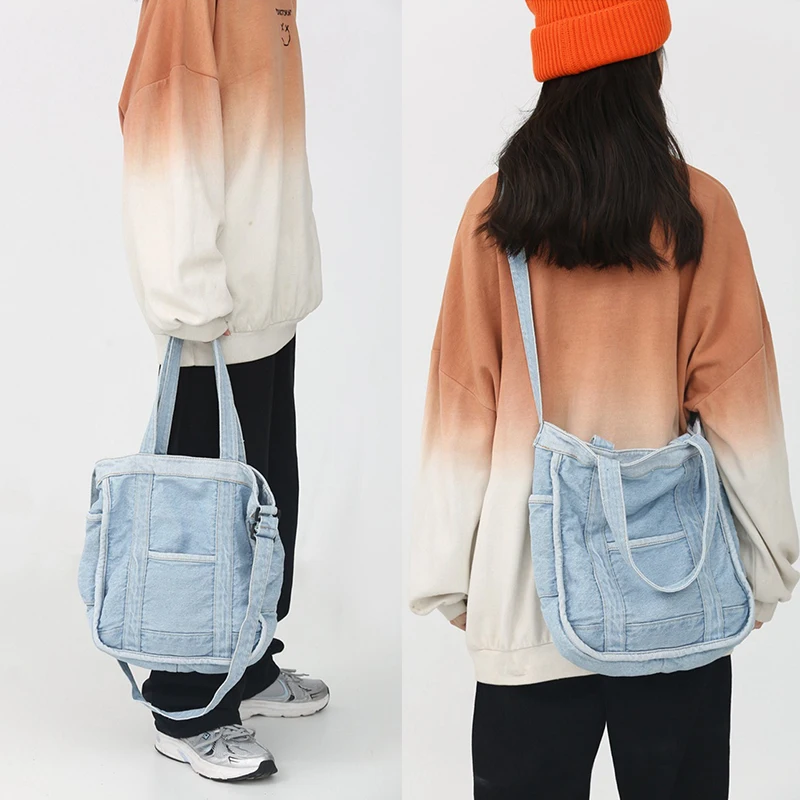 

Denim Tote Bag for Women Casual Shoulder Purse Hobo Bags for Travel Lightweight Crossbody Bag Tote Handbag Messenger Bag