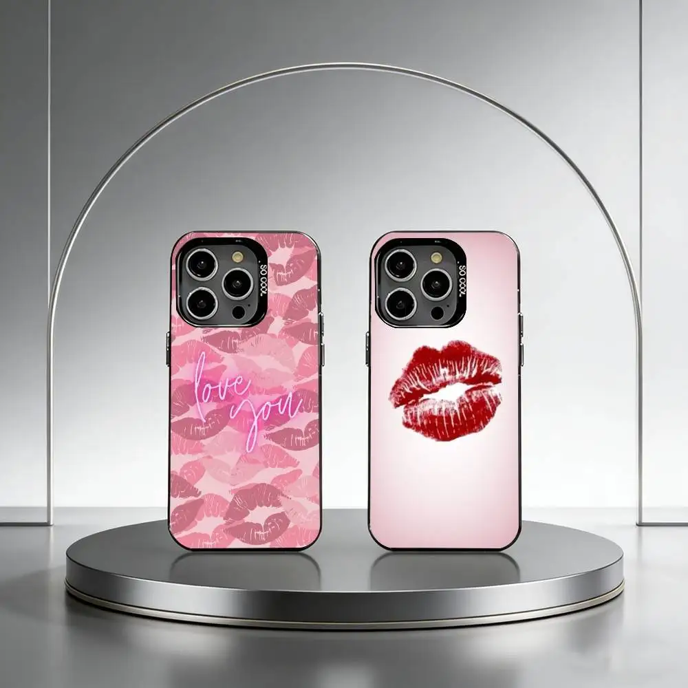 

Cool Lips Five-pointed Star Phone Case For iPhone 17,16,15,14,13,12,11 Plus,Pro Max,XS,Colorful Silver Phone case Funda Cover