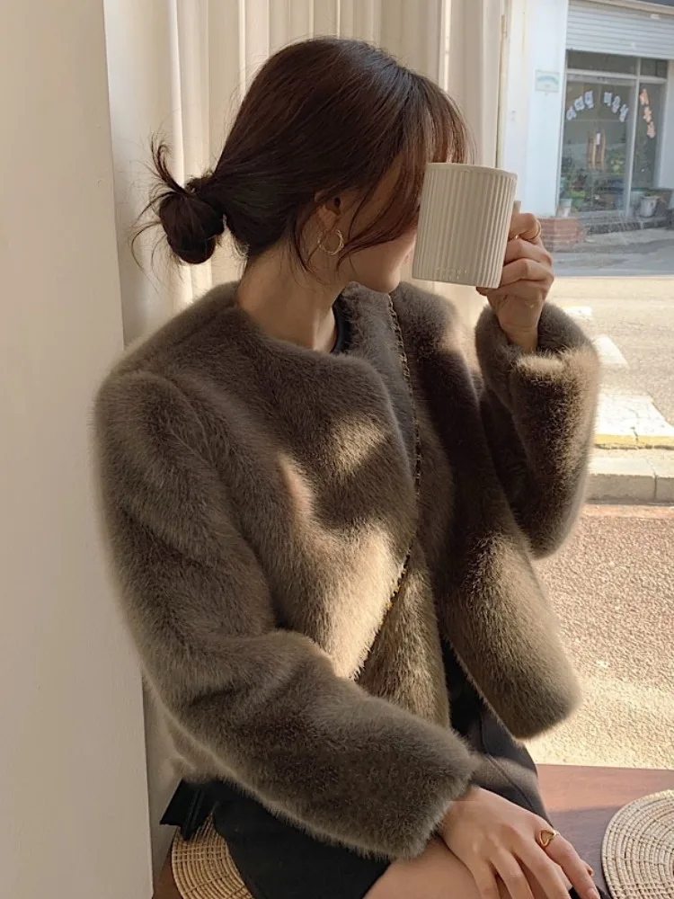 Cute Spunky Chic ort Fur Coat Women's Soft Fluffy Outerwear Korean Sle Spring Autumn Winter Casual Faion Student Date