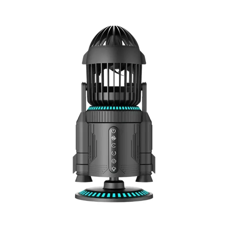 

Small and medium-sized rocket fan Office desktop dual-drive spray system RGB colorful silent fan