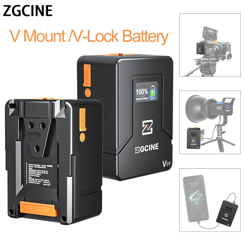 ZGCINE Mini V Mount Battery Multiple Interfaces Rechargeable Battery With OLED Display Screen V Lock PD Fast Charging Power Bank