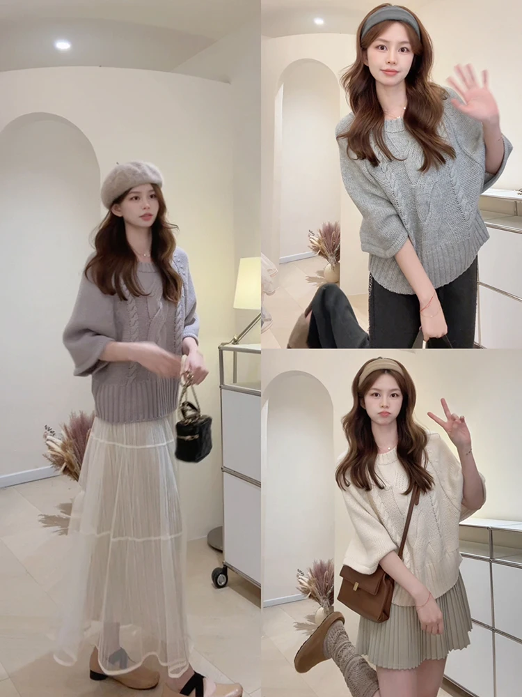 

KD5 Iceland Wool Cowl Ne Sweater Twist Knit Sweater Vintage Sle Women's Faion Autumn Collection 00% Other Material