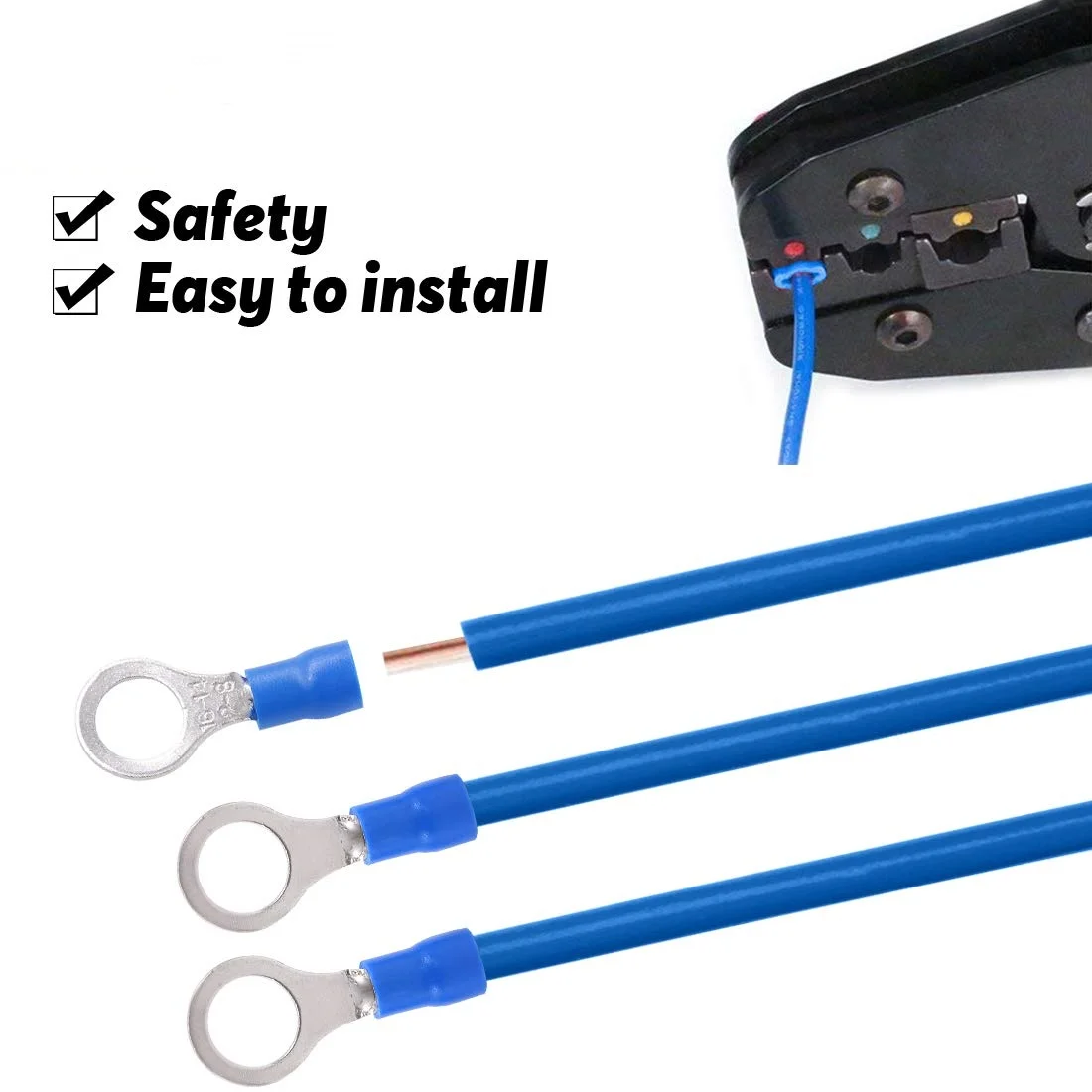 100/50/10 Stücke Blau RV2 M3M4M5M6M8 Ring Crimp Terminal Isolierte Elektrische Kabel Draht Stecker 16-14AWG