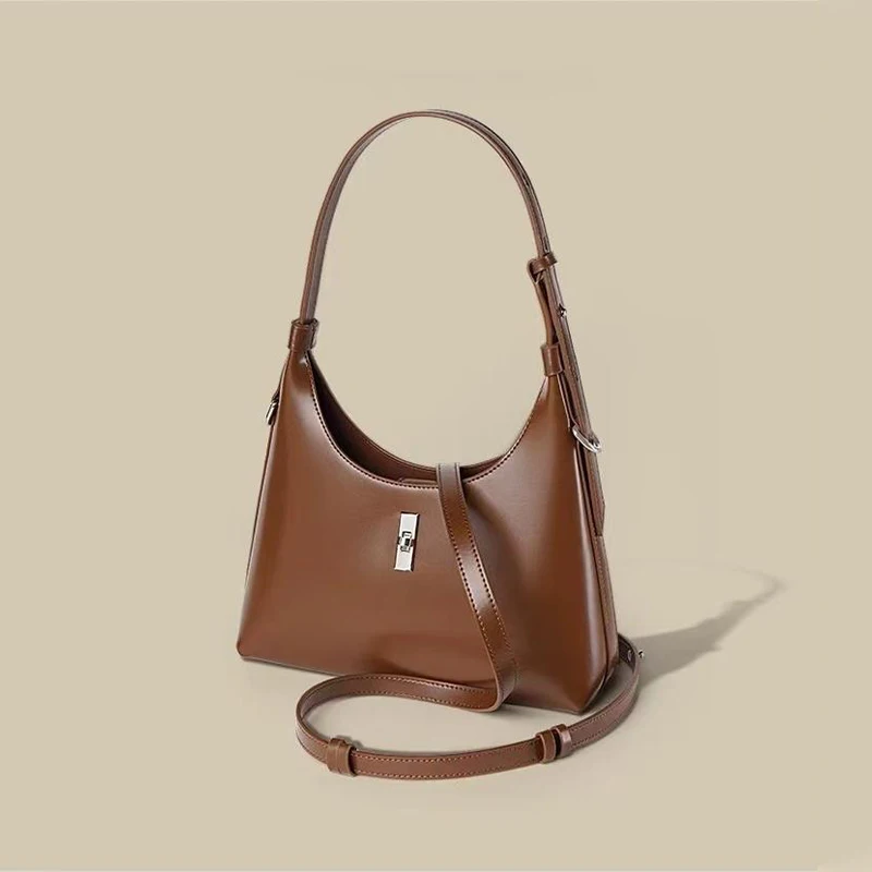 Luxury New Retro Bucket Bag Simple Messenger Bag Large Capacity Handbag Versatile Shoulder Bag Female Underarm Leather Bag