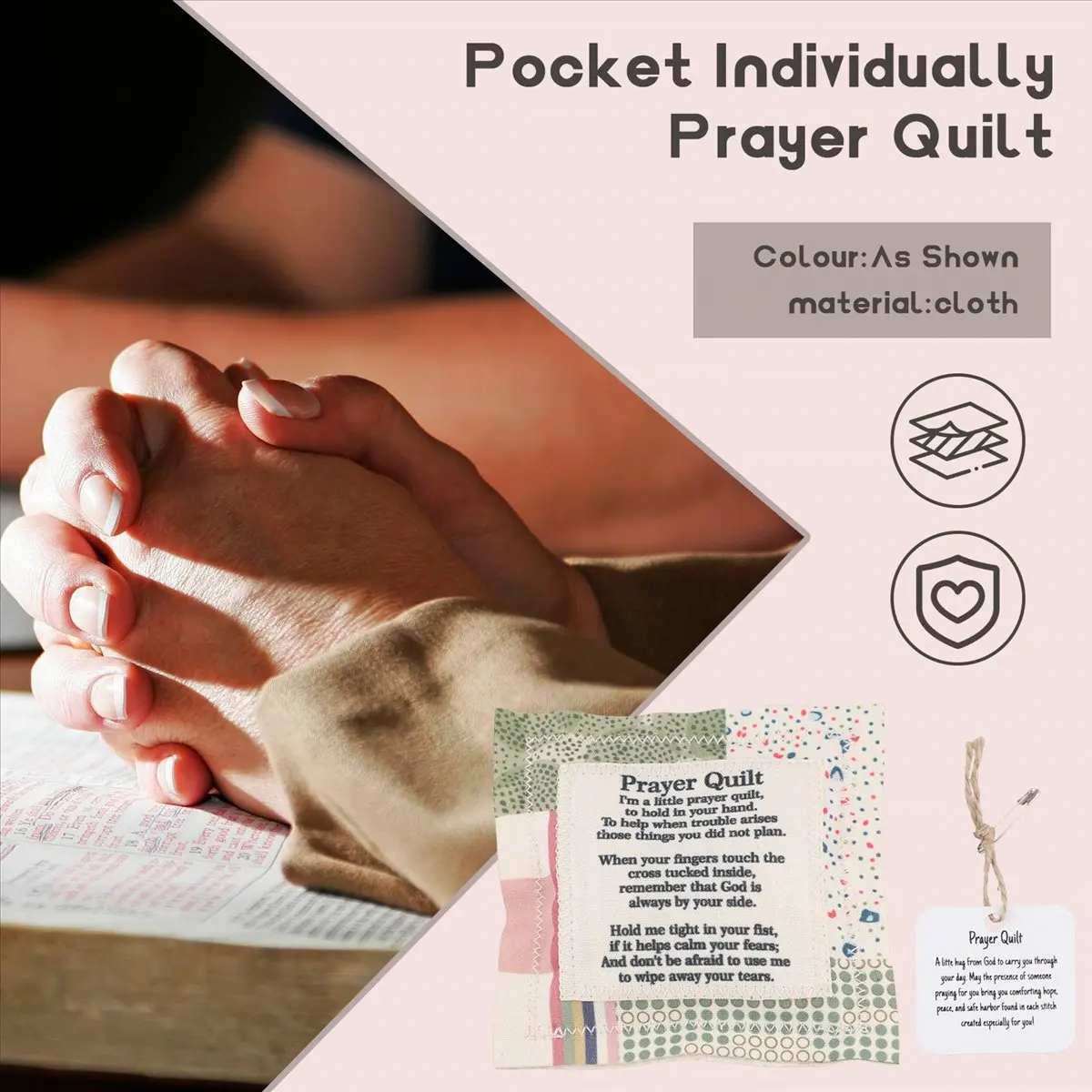 Stable- 3X Pocket Prayer Quilt Individually Prayer Quilt Hand-Sewn Colorful Quilt Cozy Unique Symbolist Poetry Quilt for Family