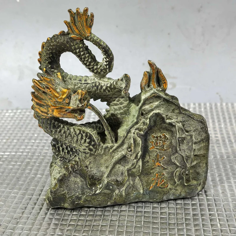 Style chinois bureau en laiton résistant au feu Dragon cuisine coin du nord-ouest Qian Gua feu brûlant ciel porte résolution Qian Posi