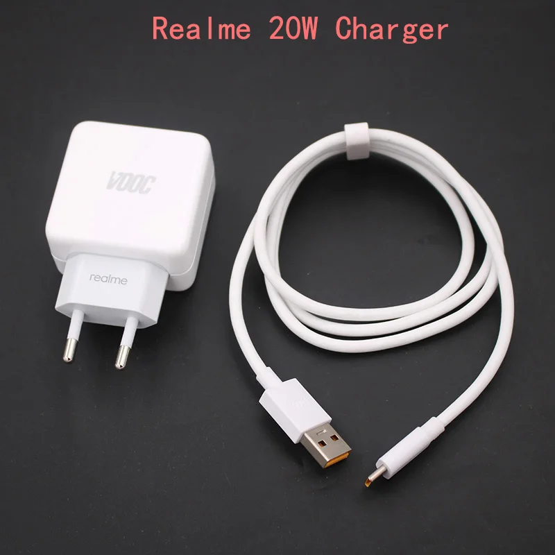 Realme 5V 4A EU Vooc Charger Adapter 100CM USB Type C Fast Charging Cable For Ralme 7 6 6i 5i 5 Pro GT Neo X50 X7 Pro V11 V15 Q3