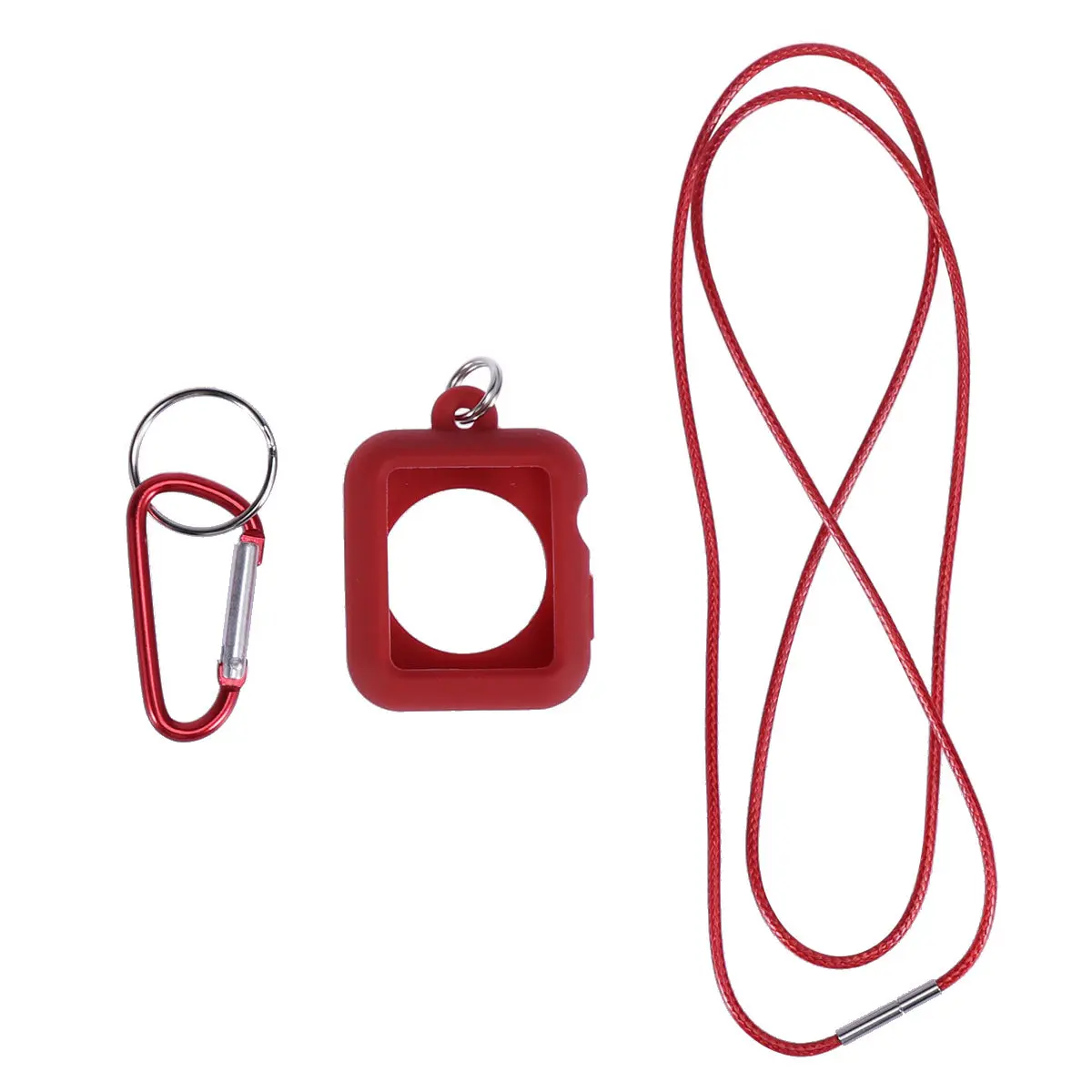 

Silicone Watch Case for 38Mm with Hanging Rope and Fixed Ring Red Protective Shell Full Coverage Lightweight