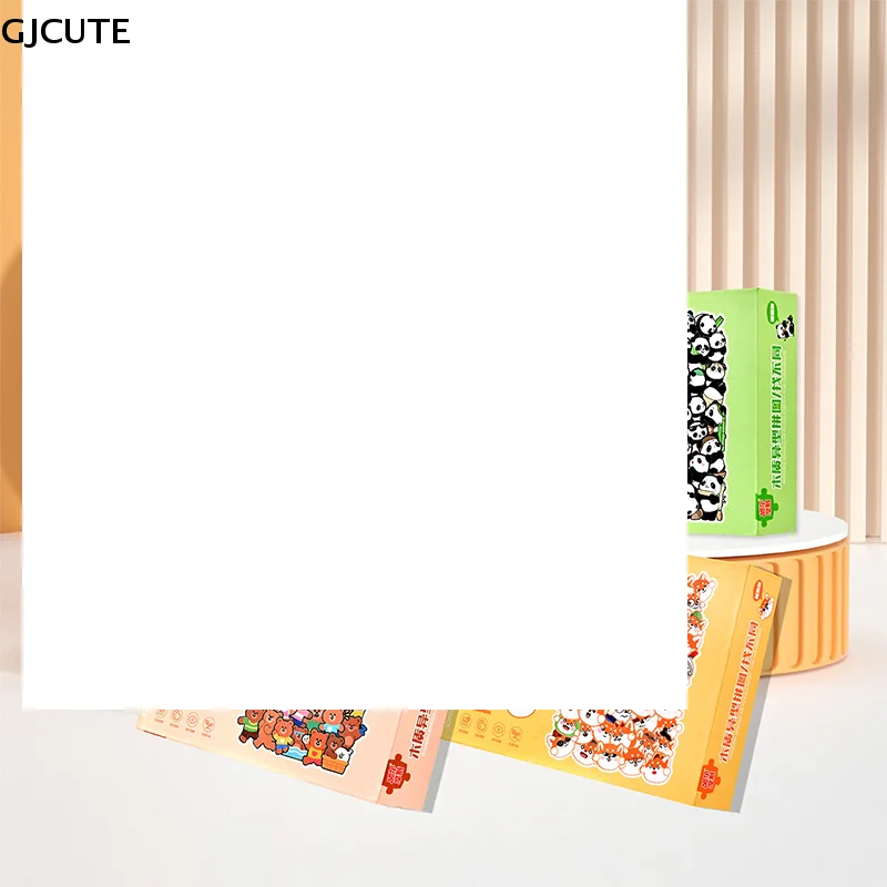 ชุดของเล่นเสริมสร้างความคิดสร้างสรรค์สำหรับเด็ก 1 ชุด ของเล่นไม้ฝึกสมอง รูปทรงสัตว์แปลกตา แมว หมี ตัวต่อจิ๊กซอว์ ของขวัญ