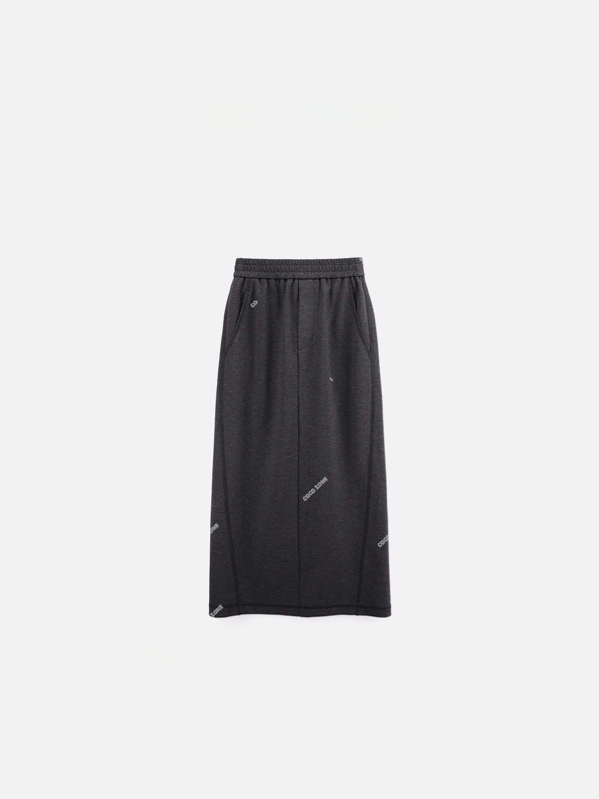 

Slimming A-Line Skirt with Elastic Waist by ZONE mid Waist Korean Sle Polyester Blend Spring Summer Midi Skirt