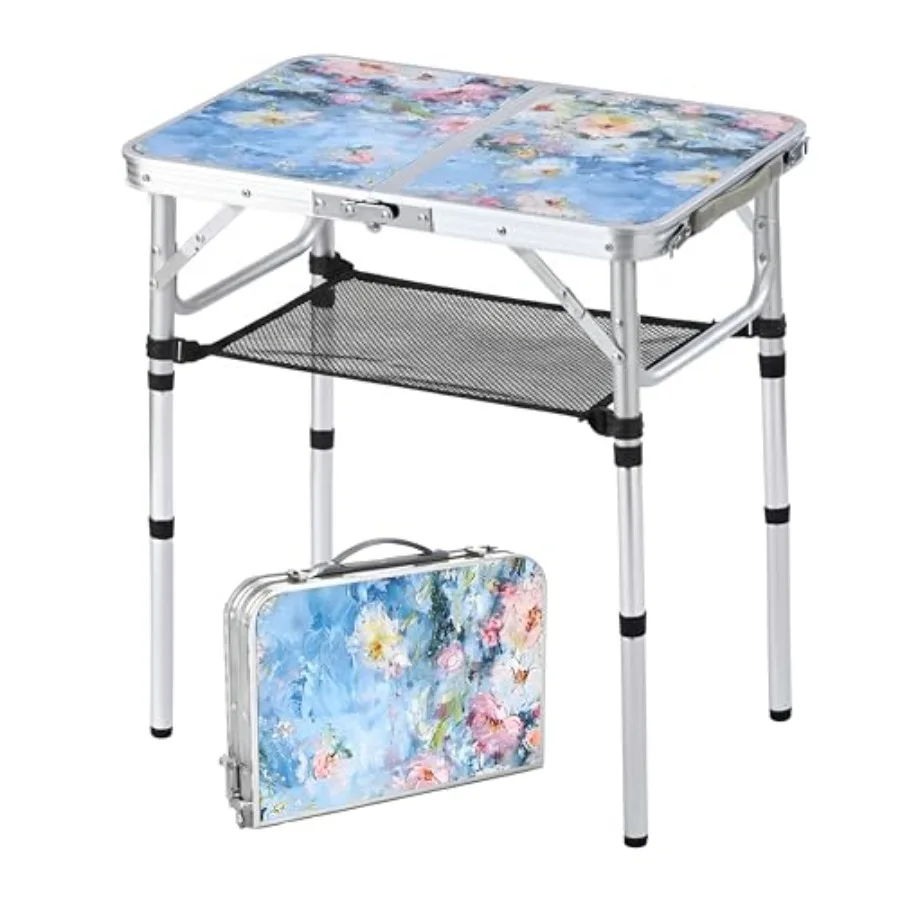 

Outdoor Side Table, Portable 3 Adjustable Height Small Outdoor Folding Table, Aluminum Foldable Patio Side Tables for Outside I