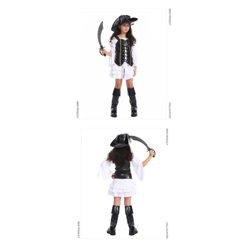 Children Little Girl Pirate Cos ostume Performance Costume Halloween Girls Pirate Party Costume Cos # 1 # W.