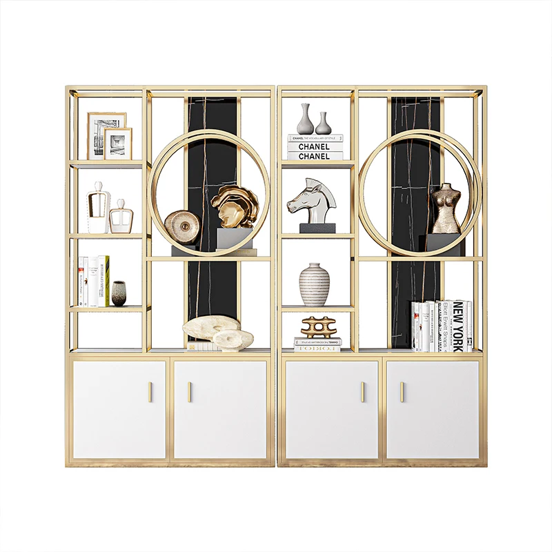 

Bookcase Shelf Marble Display Shelf Stainless Steel Bogu Floor