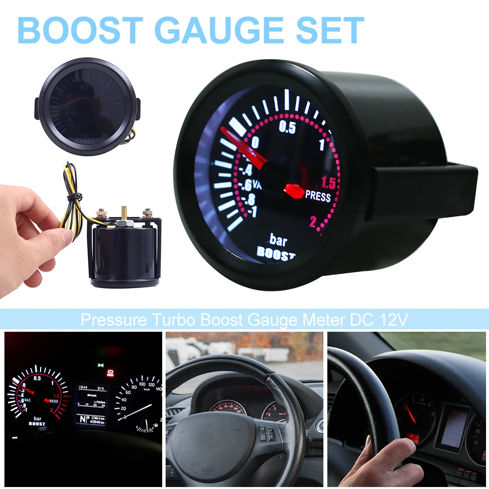 

SALE Universal 52mm Bar Blue Led Light Pressure Turbo Boost Gauge Meter DC 12V Car Accessories Wholesale Quick delivery New Hot