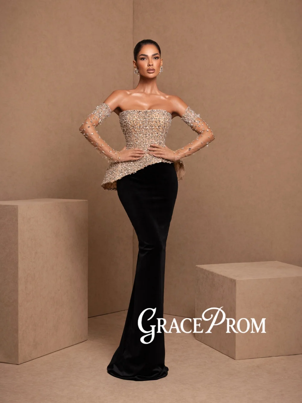 

Изысканное серебряное вечернее платье с кристаллами без перчаток, длинное, с корсетом, для свадебных торжеств, на заказ, шикарное банкетное платье