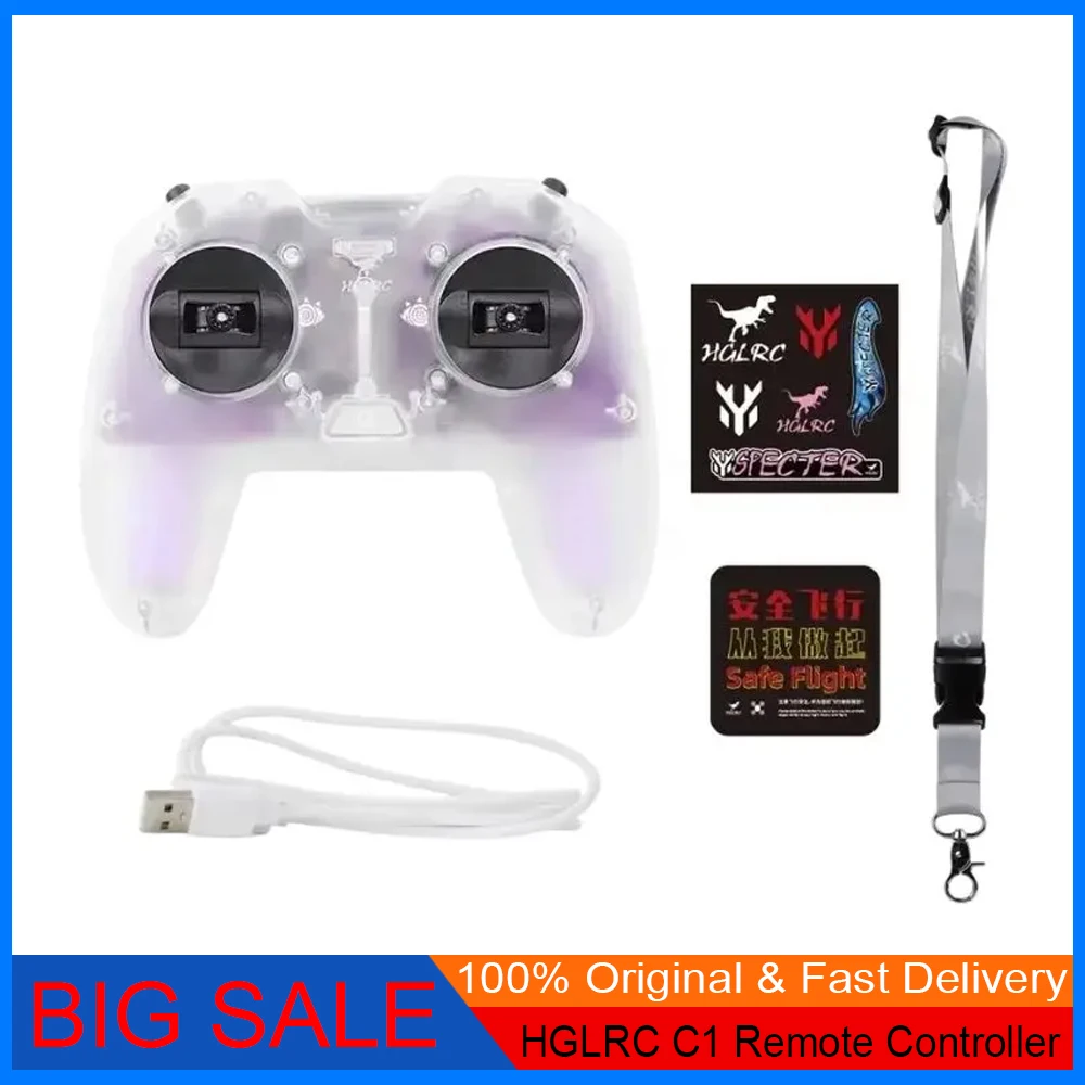 

HGLRC 2025 New C1 RC Controller - Integrated 500mW ELRS 2.4G TX Module with Dongle for RC Airplane & FPV Drone Beginner Pilots