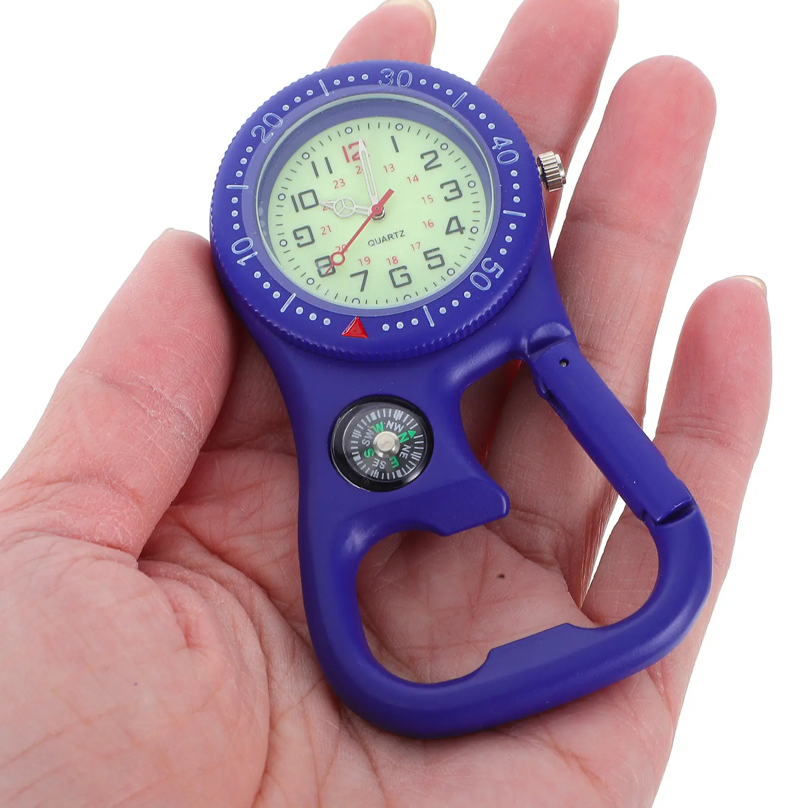 

Clip-on Carabiner Backpacker Watch Blue Luminous Dial Compass Bottle Opener Outdoor Mountaineering Sports Equipment