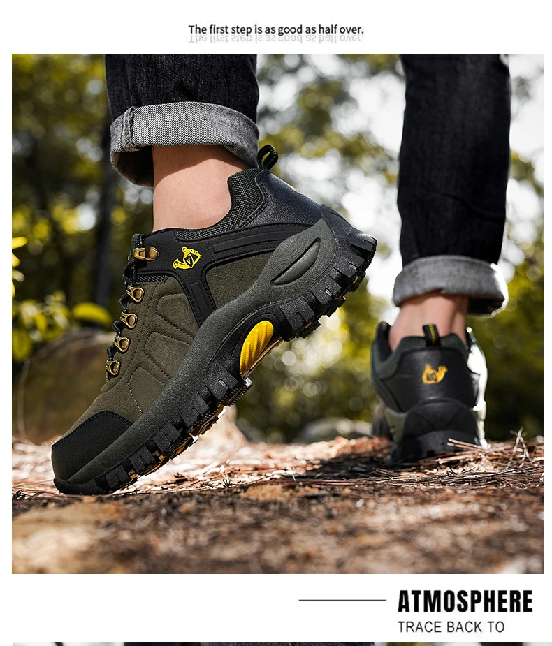 Bottes Outdoor Antidérapantes Chaussures Randonnée Hommes Ybberik - Imperméables Antidérapantes - Cuir Suédé - Protection Cheville Semelle Caoutchouc