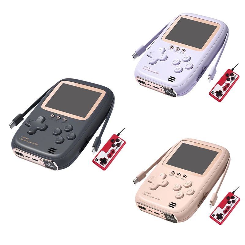มือถือคอนโซลเกม Retro + คอนโทรลเลอร์ 2-In-1 10000 Mah 2 สายชาร์จ Nostalgic Retro ในวัยเด็กเกม