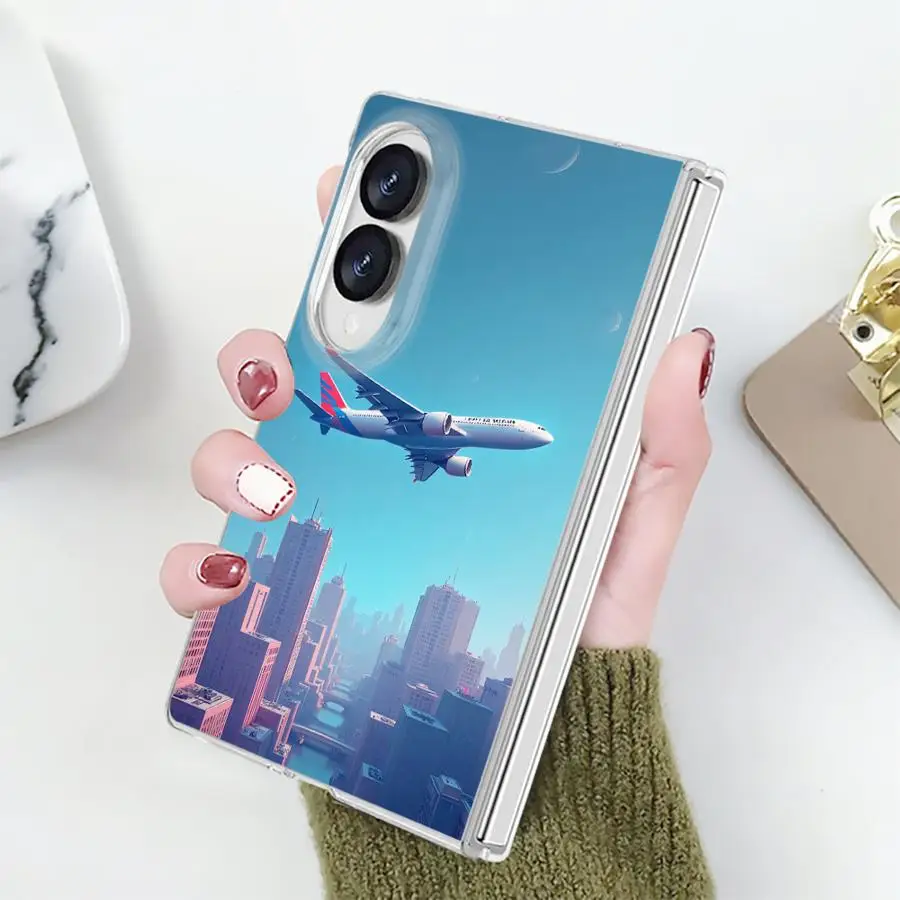 Airplane Route Phone Funda Case for Samsung Galaxy Z Fold 8 PC Hard Luxury ZFold8 ZFold 8