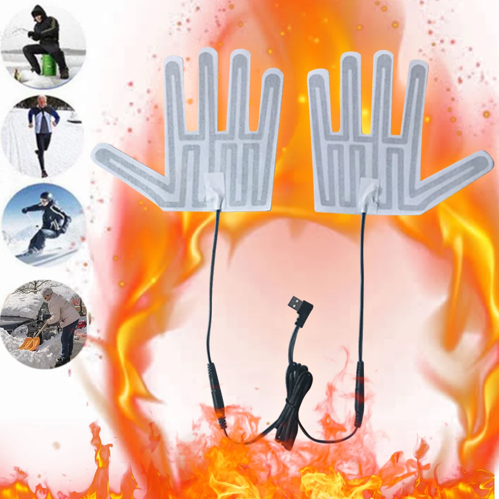 1 Set Guanti riscaldanti USB invernali Cuscinetti Guanti riscaldati portatili Riscaldatore Scaldino Guanto riscaldato Foglio Guanti da sci da ciclismo Tappetino riscaldante