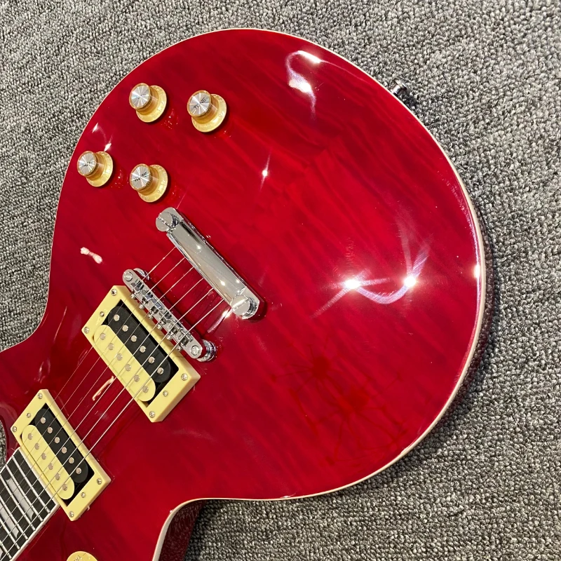 شحن مجاني LPAUL الأحمر الماهوجني الجسم روزوود الأصابع باس الغنية الغيتار الكهربائي هدية عيد ميلاد سعيد