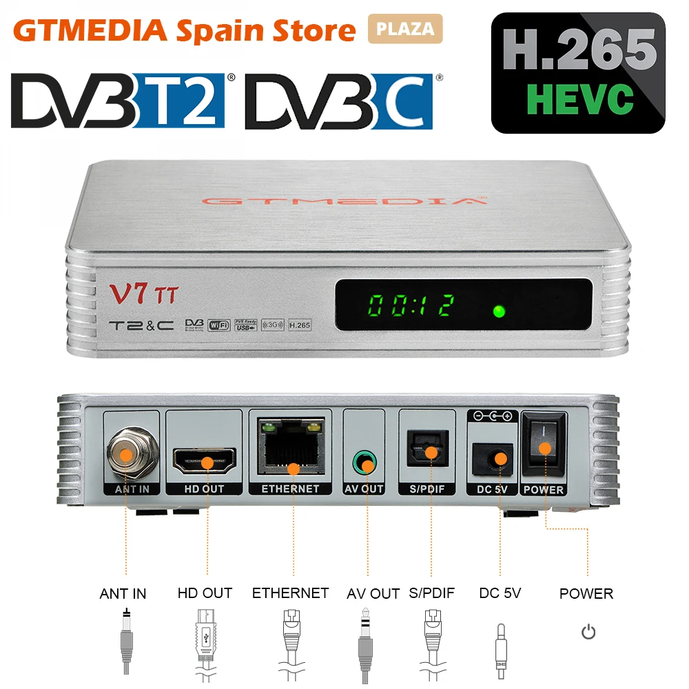 

[Genuine] Hot selling GTmedia V7 TT Satellite TV receiver 1080P FHD DVB-T/T2/DVB-C/J.83B Support H.265 HEVC 10bit PVR USB wifi