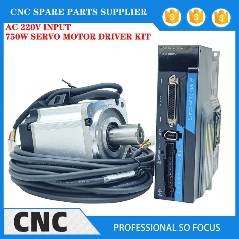 CNC servo motor set 40/80/ small AC 400W750w controller driver using engraving and milling machine servo