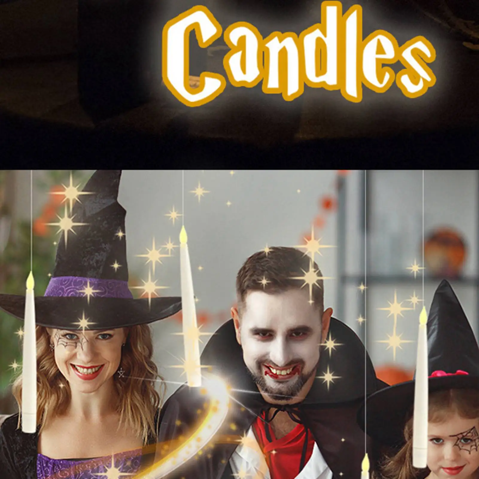 

Magic Hanging Candles Flameless Battery Operated Floating LED Candle Energy Efficient with Wand Remote for Birthday