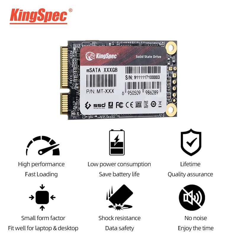 KingSpec-Solid State Drive, SSD, mSATA, Mini SATA3 disco rígido para Dell, Lenovo, SATAIII, 6GB, 128GB, 256GB, 500GB, 64GB, 1TB, 2TB, SATA 3