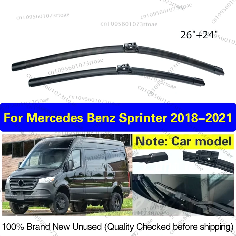 

For Mercedes Benz Sprinter 2018 2019 2020 2021 Car Front Wiper Blades Soft Rubber Windscreen Rain Brush 26"+24" Car Accessories