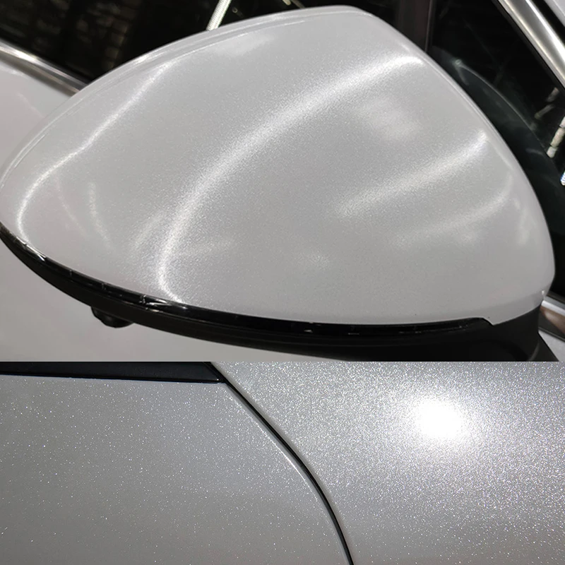 PET Ultra Glossy White Pearl Glitter Metallic Car Vinyl Wrap Film Self Adhesive Air Release DIY Sticker Motorcycle Decal