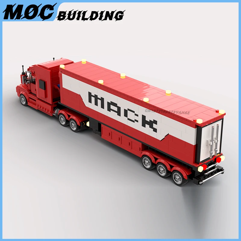 MOC Building Blocks City Transport Vehicle Semi Truck With Trailer Model DIY Creative Assemble Bricks Car Toys Collection Gifts