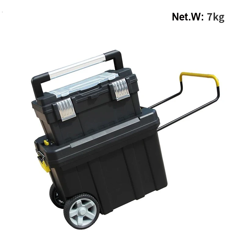 Multi Function Frolley Toolbox With Wheels Double Layer Movable Case Large Plastic Tool Box Thickened Wheel Tool Cart