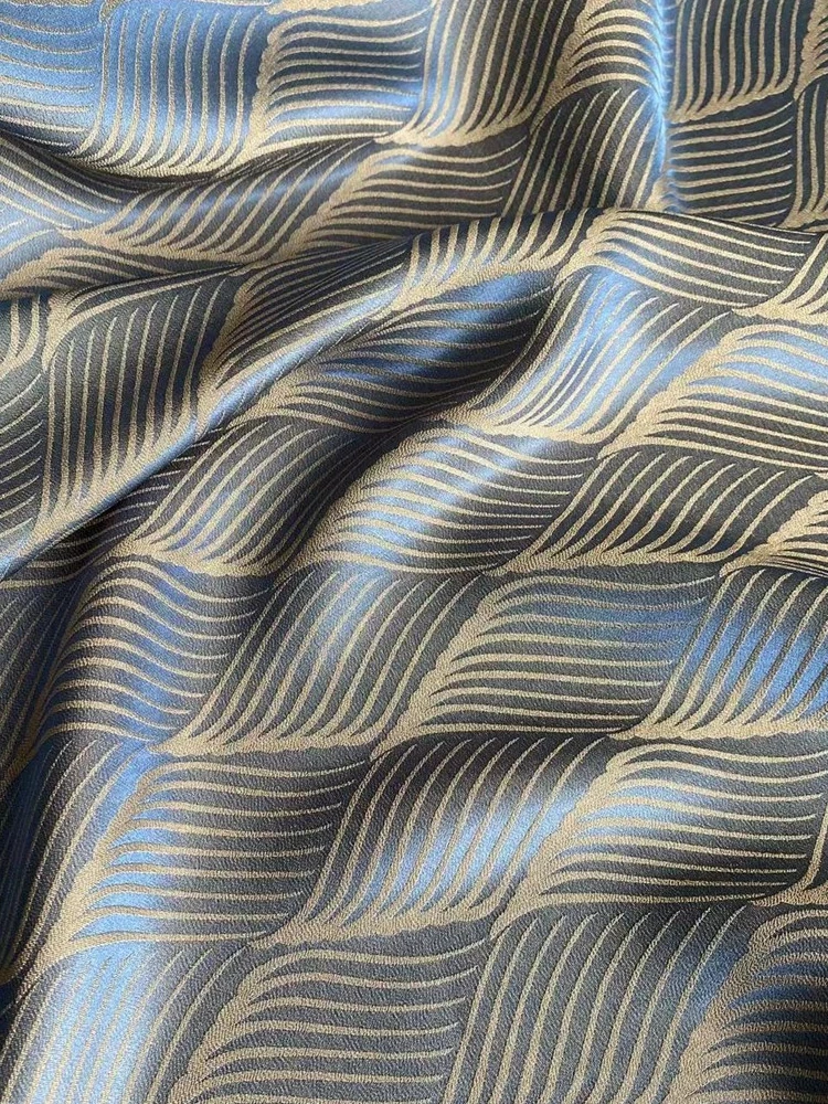 1 meter X 1.14 meter Geometric Jacquard Silk Crepe Fabric Silk Viscose Gown Material