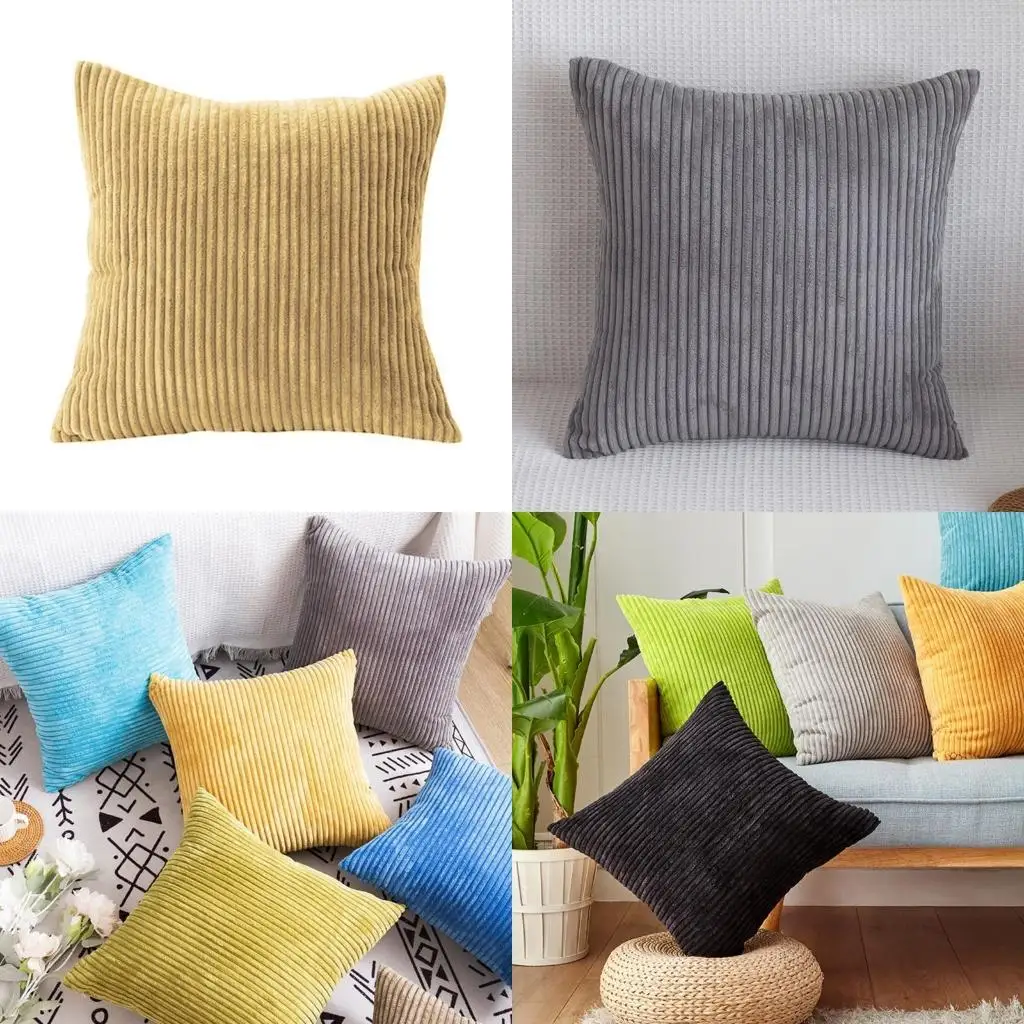 

F19B Corduroy Pillow Cover 45x45cm Square Decorative Cushion Covers Supplies