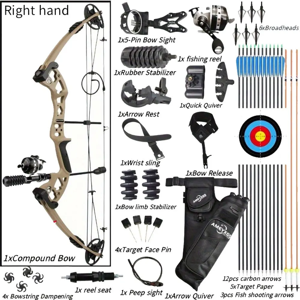 

Набор блочных луков, 30-55 фунтов, 70% регулируемая охотничья стрельба, 34 дюйма, ось, мишень, стрельба из лука, аксессуары для левой/правой руки
