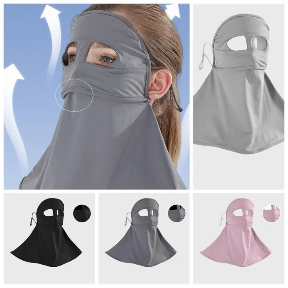 Sun Proof Women Summer Sunscreen Mask Face Cover Hanging Ear UV Protection Neck Gaiter Full Face Quick-drying