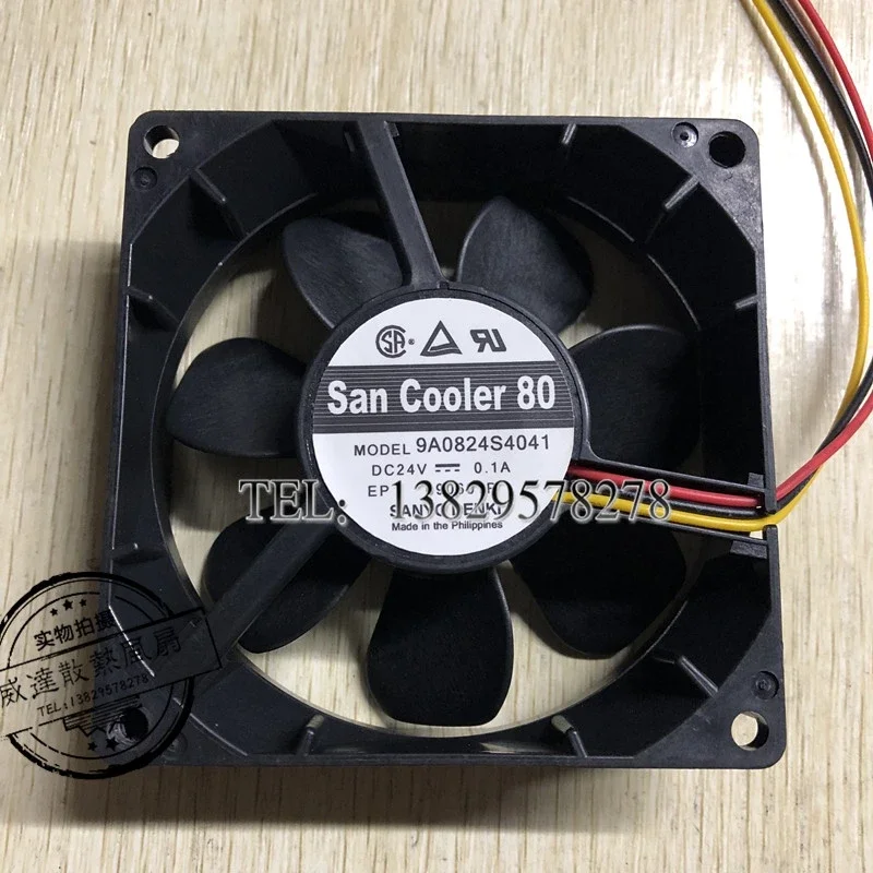 SANYO DENKI 9A0824S4041 DC 24V 0.1A 80x80x25mm 3-Wire Server Cooling Fan