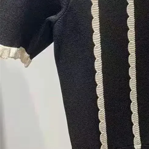 فستان محبوك نحيف لعام 2023 شتوي ماركة فرنسية أنيقة بنمط جديد حمالة صدر مخيطة فستان حفلات للنساء