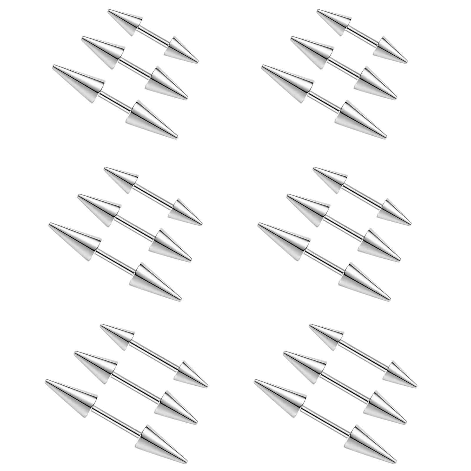 2Pcs 16G Spike Eyebrow Piercing Jewelry Curved Barbell Vertical Tongue Lip Rings Spike Tragus Helix Earrings Rook for Women Men view 4
